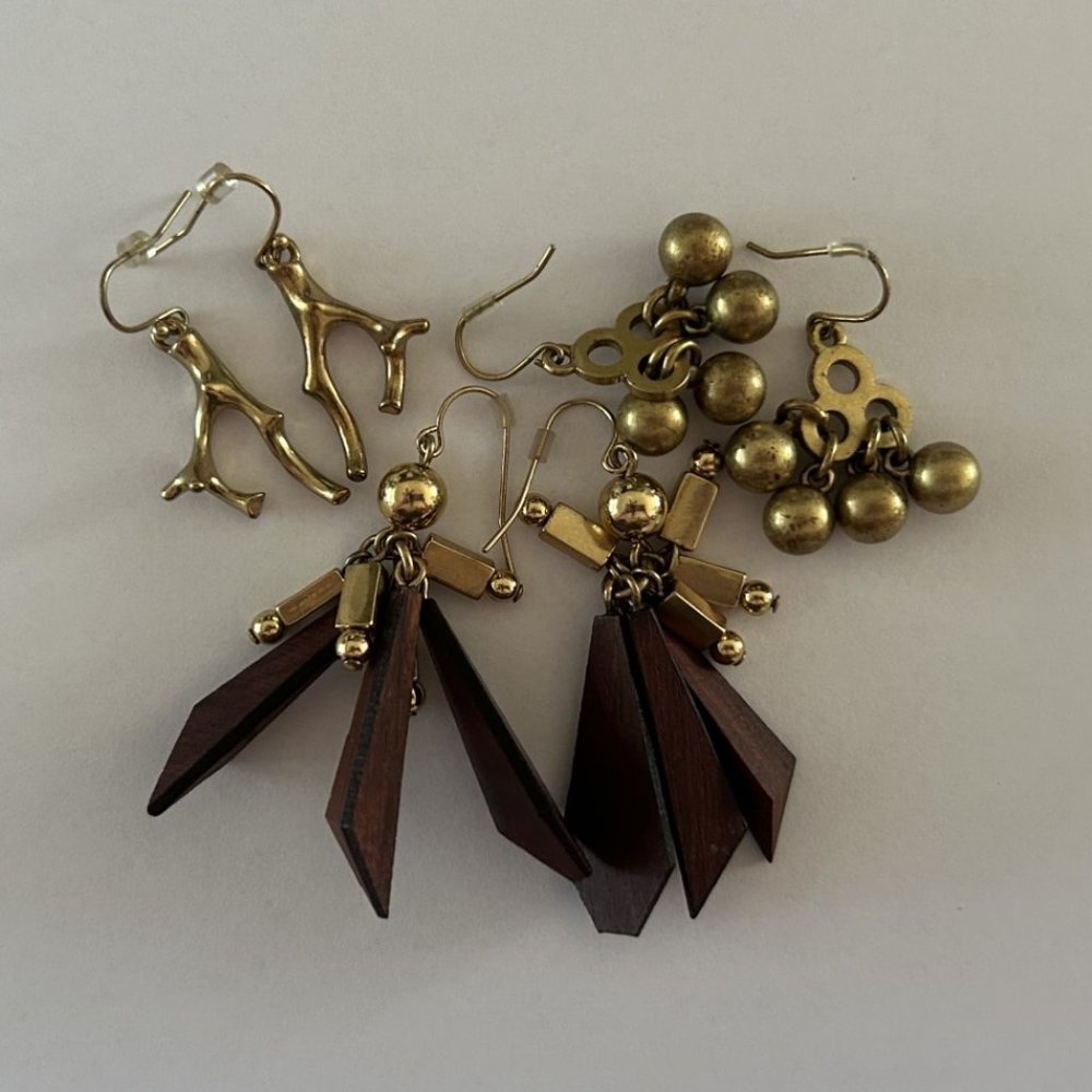 J.Crew Gold dangle/drop earrings Lot of 3